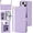 Purple, variant on MYKOMI for iPhone 15 6.1 inch Wallet Case with S Pen Holder & Crossbody Lanyard Strap & Wrist Strip, Shockproof Stylish Protective Cover for iPhone 15