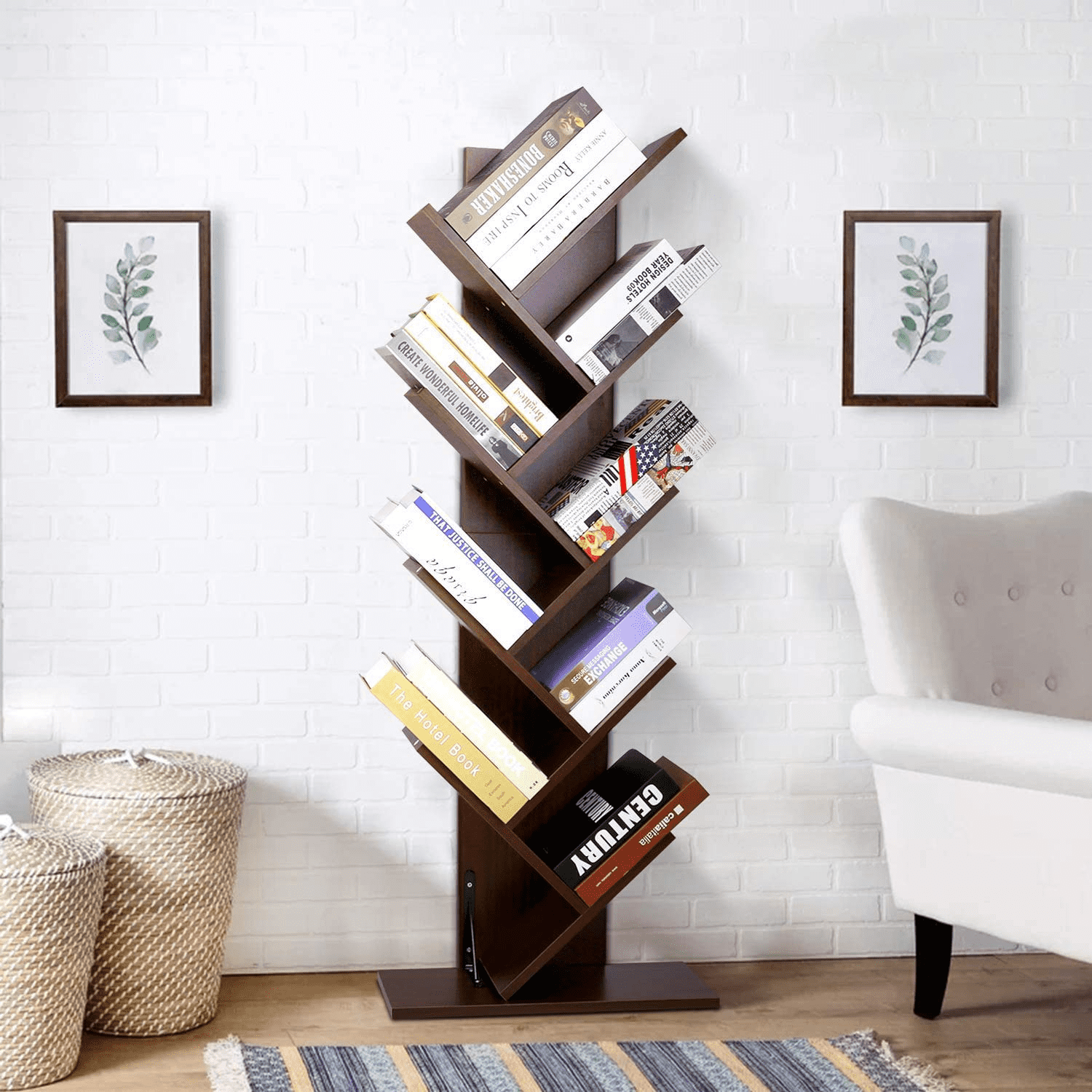 Amzdeal 9 Tier Tree Bookshelf Free Standing Corner Bookcase Small Cds Display Rack For Home Office Brown Walmart Com Walmart Com Amzdeal 9 Tier Tree Bookshelf Free Standing Corner Bookcase Small Cds Display Rack For Home Office Brown Walmart Com Walmart Com