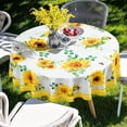 thumbnail image 6 of Sunflower Tablecloth Round 60",Summer Floral Yellow and White Table Cloth Waterproof Wrinkle-Free Tablecloth, Stain Resistant Spill Proof Dining Table Cover for Outdoor Party Picnic, 6 of 6