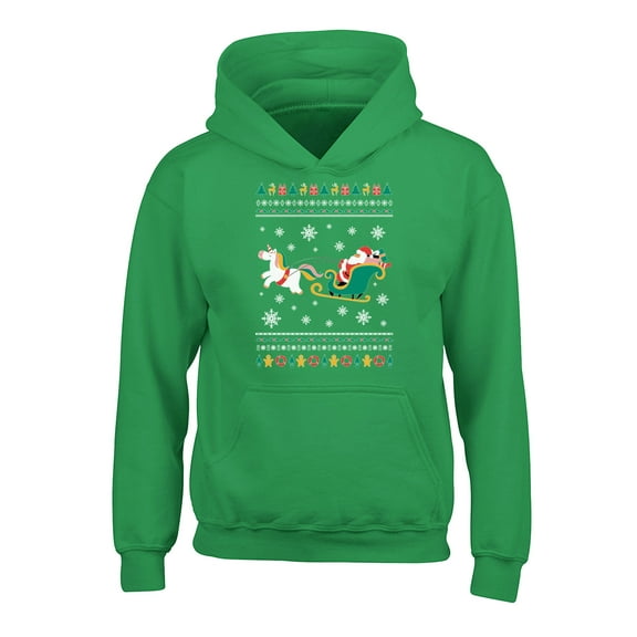 Awkward Styles Xmas Hoodies for Kids Youth Christmas Santa with Unicorn Sweatshirt