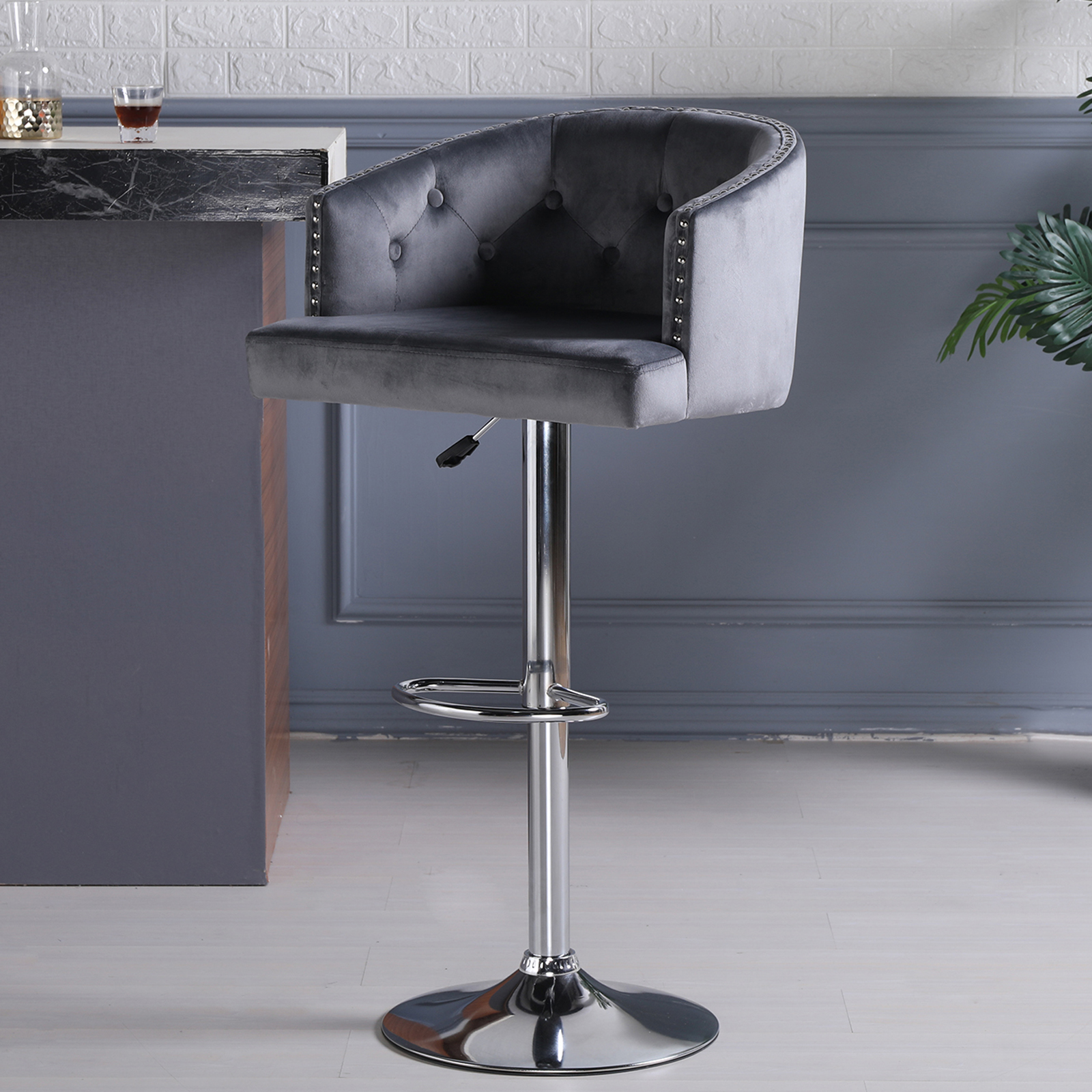 UWRNite Adjustable Swivel Bar Stools with Backs Set of 2 for Kitchen