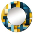 thumbnail image 3 of Designart "Harmony In Yellow And Blue Geometric Blocks" Geometric Rund Mirror For Wall Decor - Large Green Round Printed Mirror -Modern Round Living Room Mirror - 23" x 23", 3 of 7