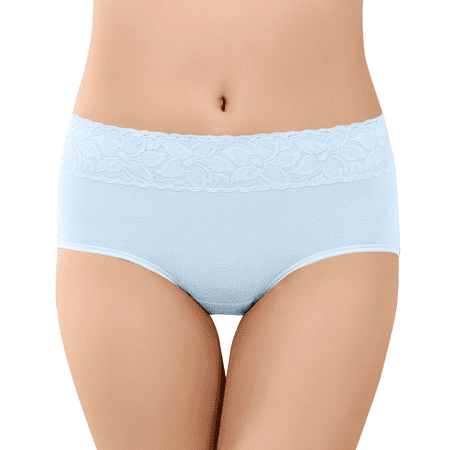Fulorrnie Underwear for Women Breathable High Waist Leakproof Panties Cute Period Stretchable Comfort Panty  Light Blue  L