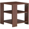 thumbnail image 4 of Square Side Table, Modern End Table Sofa Table with 2-Tier Bottrom Shelves and 4 Legs, Wood Living Room Nightstand Bedside Table with Wide Tabletop for Living Room Bedroom, Easy Assembly, Brown, 4 of 7