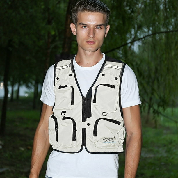 Ourlova Outdoor Fishing Vest Multi-Pocket Fishing Vest Photography Waistcoat Jacket Black Xxxl