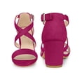 thumbnail image 4 of BLISSFUL STEP Women's Crisscross Strap Open Toe Block Heels Sandals, 4 of 5
