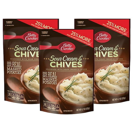 (3 Pack) Betty Crocker Sour Cream and Chives Potatoes, 4.7 (The Best Mashed Potatoes With Sour Cream)