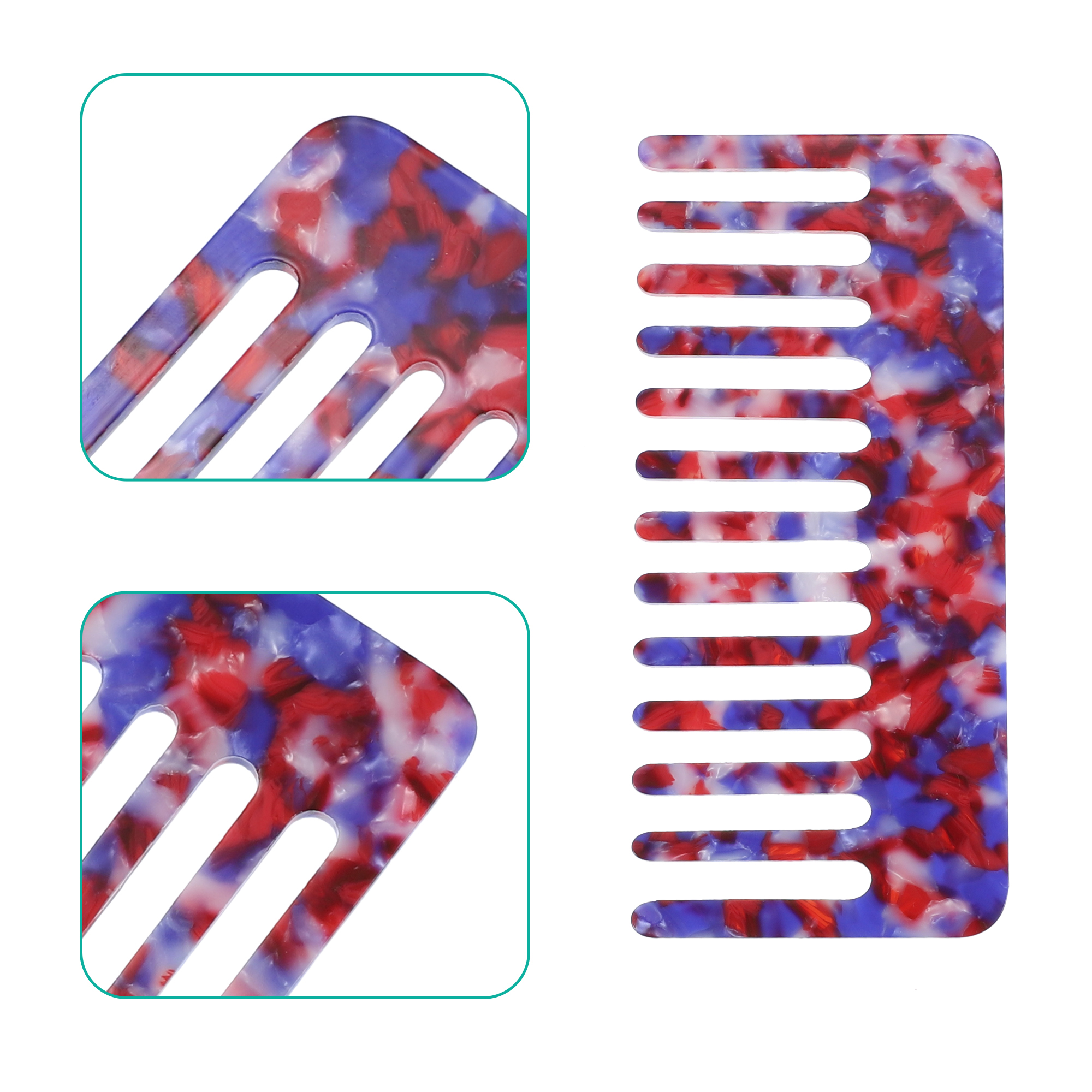 Unique Bargains 2 Pcs Hair Comb Wide Tooth Hair Care Detangling Comb Colorful