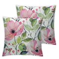 thumbnail image 2 of Nawypu  Watercolor Poppy Flower Pillow Covers - Pink Floral Throw Pillow Cases  2pcs Floral Pillowcases Set of 2 Green Plants Leaves Blossom Cushion Covers for Home Outdoor 20x20in, 2 of 6