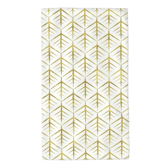 Vsdgher White And Gold Geometry Print 1 Pack Premium Hand Towels Set, (16 x 27.5 inches), Ultra Soft and Highly Absorbent Towels for Bathroom, Gym, Shower, Hotel