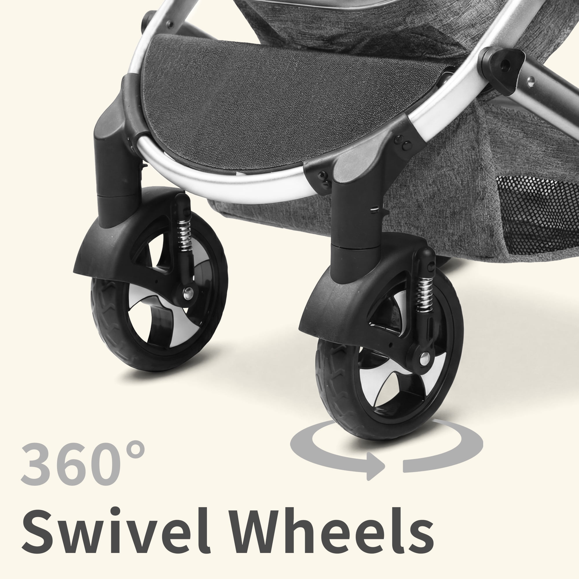 AILEEKISS 3-in-1 Convertible Baby Stroller with Big Seat and Adjustable Canopy, 24 Pounds, Dark Grey