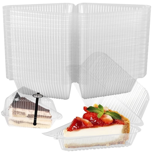 100 Pcs Cake Slice Boxes, Individual Cake Boxes Clear Cake Boxes with Sealing Stickers Square Individual Cupcake Boxes Slice Cake Boxes for Cake Portions, Muffins, Salad, Cheese