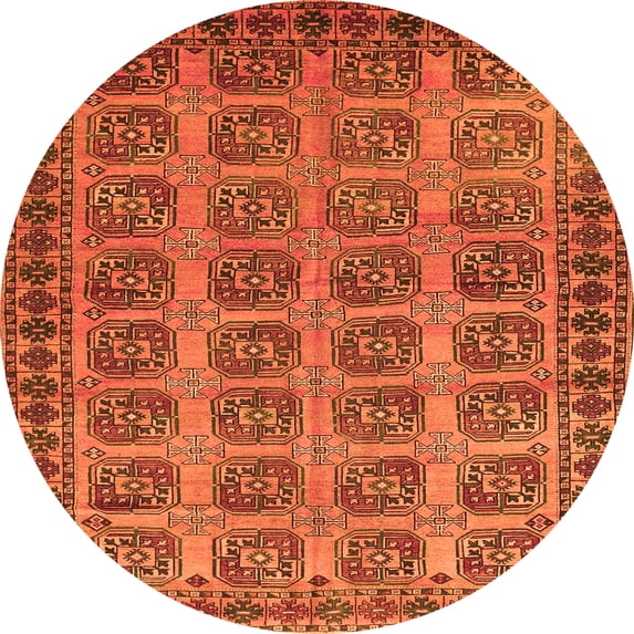 Ahgly Company Indoor Round Southwestern Orange Country Area Rugs, 4' Round