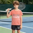 thumbnail image 5 of Spazoro Boys 2 Piece Athletic Outfit Sets, Quick-Dry Breathable Summer Short Sleeve Sports T-Shirt and Shorts Set for Kids Orange Size 1-2, 5 of 7