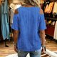 thumbnail image 4 of Neewe Women's 2026 Spring Summer Striped V Neck Short Sleeve Pullover Blouse Off Shoulder T-Shirts, 4 of 6