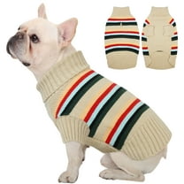 Kuoser Striped Dog Sweater Warm Pet Knitwear, Soft Winter Clothes for Dogs, Apricot, M