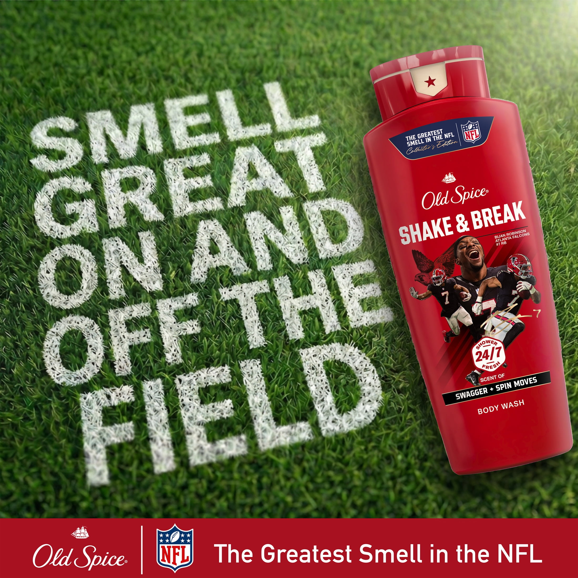 Old Spice Body Wash for Men, NFL Collection, Bijan Robinson, Scent of Swagger + Spin Moves, 24 fl oz