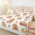 thumbnail image 4 of Erosebridal Capybara Lover Full Size Sheets,Cartoon Mouse Cute Orange Banana Bed Sheets For Girls Kids 4pcs, 4 of 6