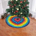 thumbnail image 2 of FMSHPON Rainbow Tie dye Heart Xmas Christmas Tree Skirt Stand Mat for Holiday Party Decoration Indoor Outdoor 48 inches, 2 of 3