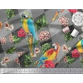 thumbnail image 3 of Soimoi Gray Polyester Crepe Fabric Floral Tropical Bird Print Fabric by Yard 52 Inch Wide, 3 of 3