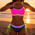 thumbnail image 7 of RQYYD Womens Bikini Sets Color Block Swimsuits Supportive Wide Strap Two Piece Bathing Suit, 7 of 7