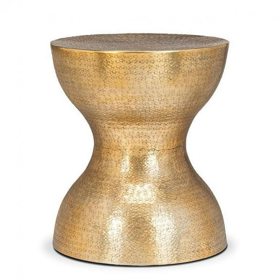 Set of 2 Shapely Hammered Gold Color Stool