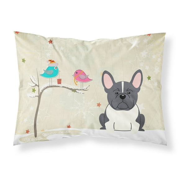 Christmas Presents between Friends French Bulldog - Black and White Fabric Standard Pillowcase