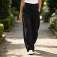 thumbnail image 5 of FEIIBMOYRIA Women's Sweatpants Women Comfy Loose High Waist Elastic Drawstring Solid Color Wide Leg Pants Casual Soft Straight Streetwear Daily Lounge Straight Long Pants with Pockets, 5 of 7