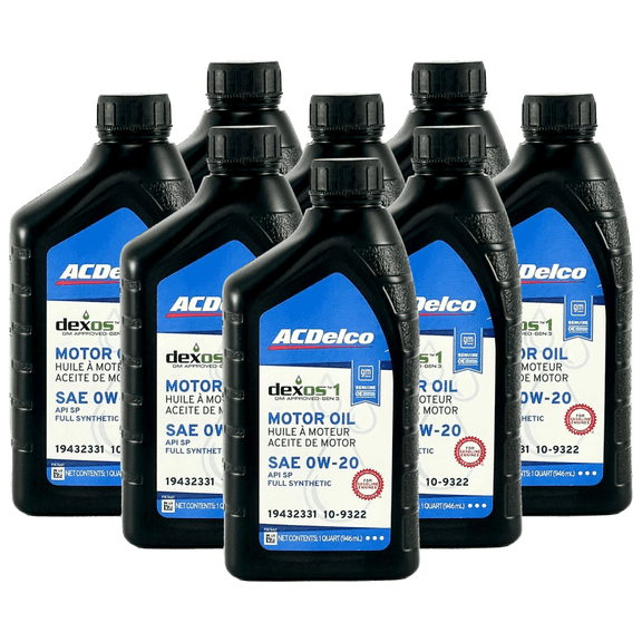 ACDelco 10-9322 (19432331) dexos1 Gen 3 Full Synthetic 0W-20 Motor Oil, 8 Quarts