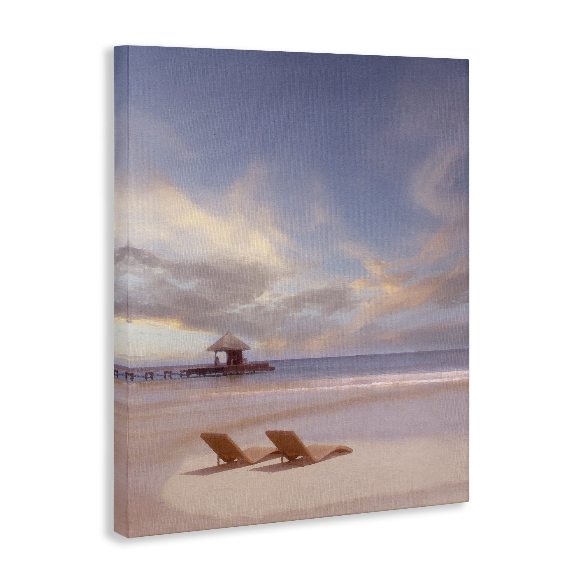 Stupell Industries Beside The Sea View Landscape Painting Gallery Wrapped Canvas Art Print Wall Art, 16 x 20