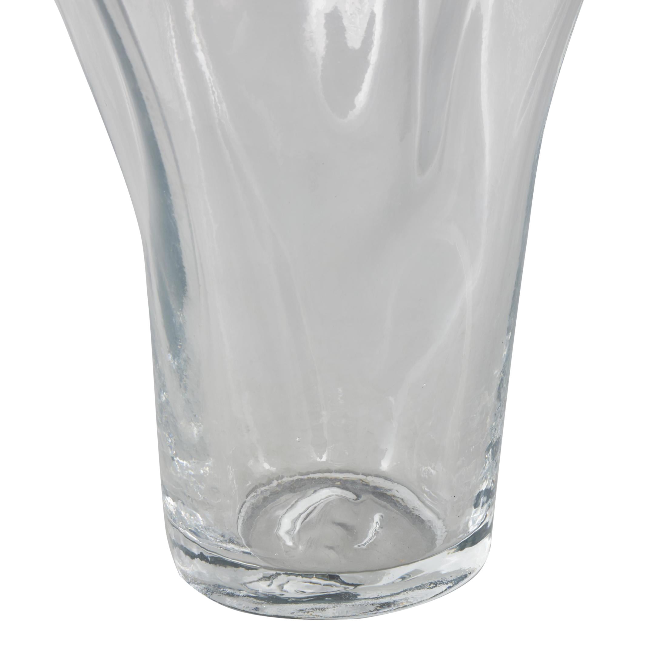 DecMode 18" Floral Tulip Inspired Glass Vase with Wavy Opening