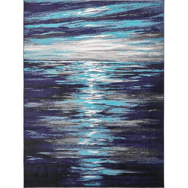 Unique Loom Metro Coastal Nautical Rug 9' x 12' Rectangle Navy Blue/Turquoise