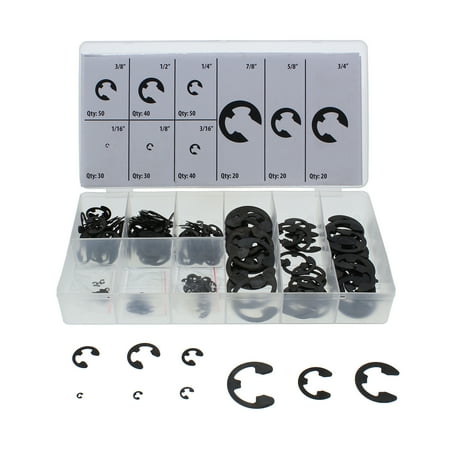 External Ring - ABN® E-Clip External Retaining Ring Washer 300 pc Assortment SAE Retainer Rings
