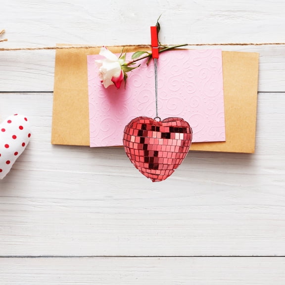 STOBOK 12Pcs Heart Shaped Reflective Hanging Mirror Balls Multi Color Plastic Disco Ball Decor