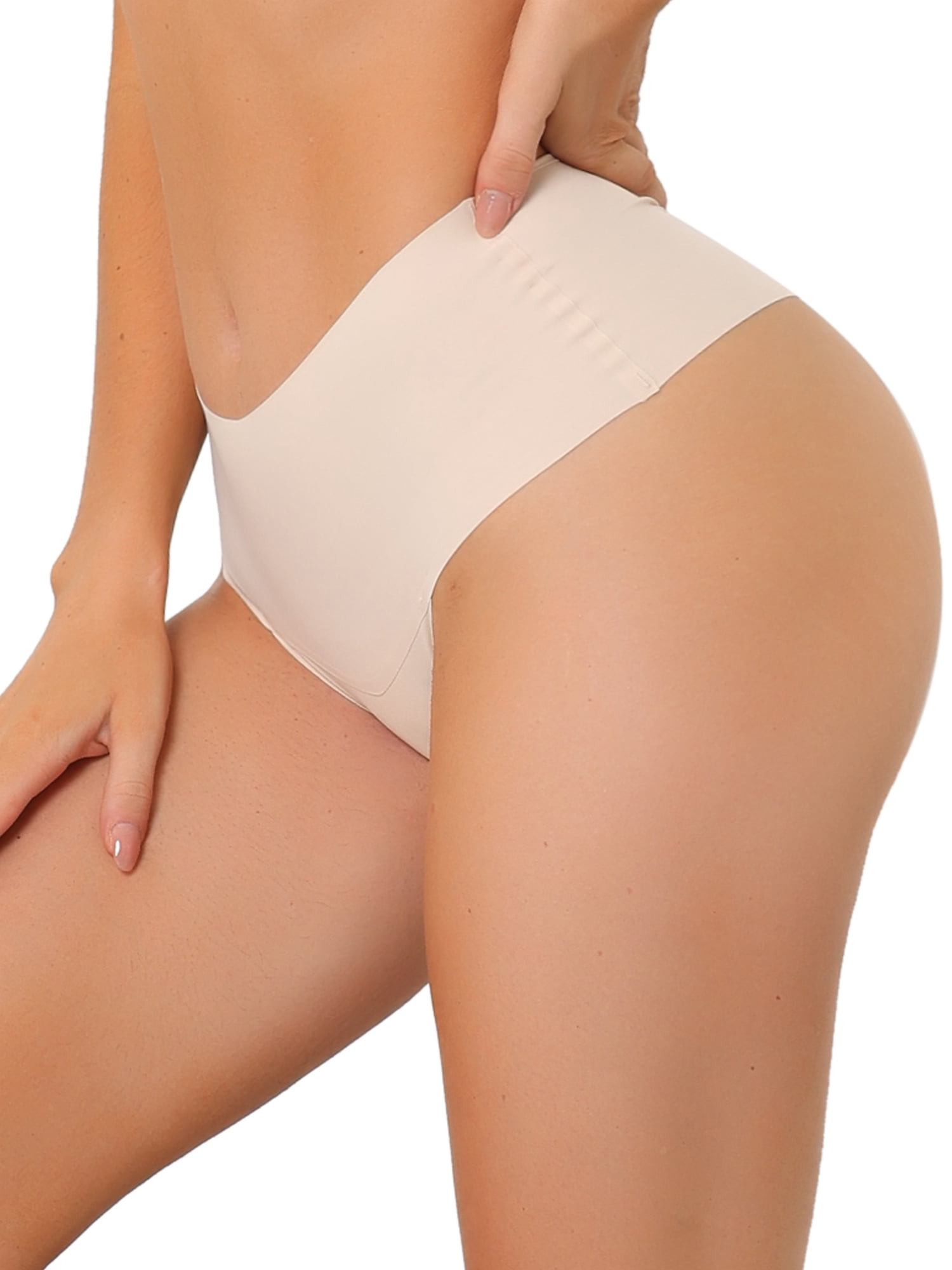 Unique Bargains Women's Tummy Control Breathable G-String Cheeky Thong L Light Pink