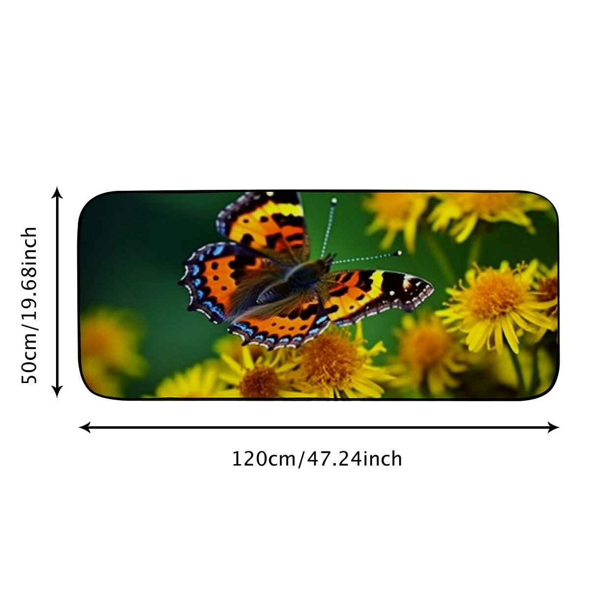 PHYHOO Decorative Door Mat, Door Mat with Non-Slip Rubber Backing, Easy Cleaning, Traps Dirt, Rug for Entry, Patio, Garage - Butterfly Yellow Flowers Yellow Insect Close 19.68*47.24 in