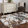 thumbnail image 3 of Area Rugs for Living Room Bedroom, Grey Rabbits 4'x6' Rug Washable Carpet Runner Indoor Outdoor, Pine Cones Brown Plants Grey Checkered Farmhouse Non Slip Accent Floor Mats Rug for Kitchen, Office, 3 of 8
