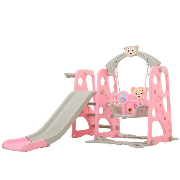 Details about   3-In-1 In/Outdoor Recreation Swing Set Kids Slide Playground Backyard Baskets