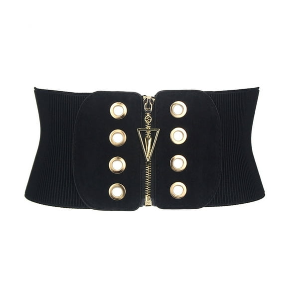 Wide Elastic Waist Belt for Women Stretchy Girdle Corset Zipper Closure Waistband Fashion Belts for Dresses