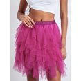 thumbnail image 6 of FEORJGP Women Summer Tulle Tutu Midi Skirt Elastic Waist Skirt Solid Color Layered Mesh Fairy A-Line Skirt for Beach Party Streetwear, 6 of 9