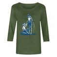 thumbnail image 5 of Jsaierl Women's 3/4 Sleeve Tops Summer Crew Neck Shirts Cute Graphic Petite Blouses Going Out Loose Fit Tunic Top S-2XL, 5 of 5