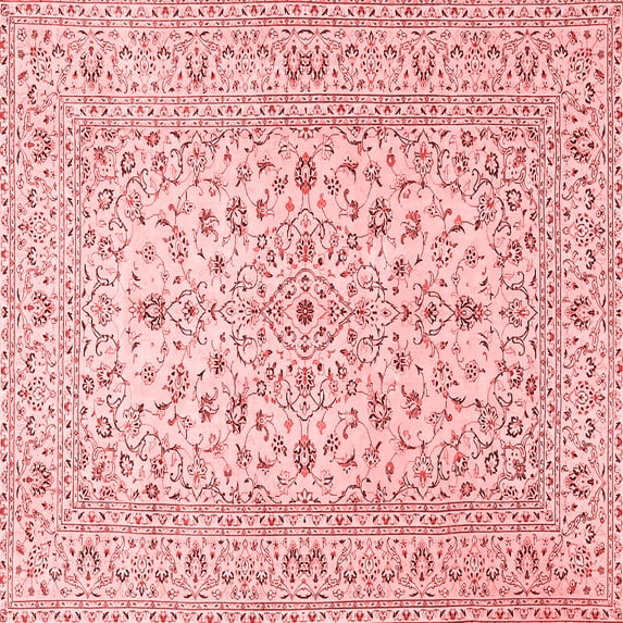 Ahgly Company Indoor Square Medallion Red Traditional Area Rugs, 7' Square