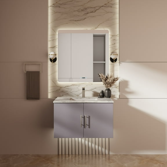 Geneva 30 in. W Glossy White Bath Vanity