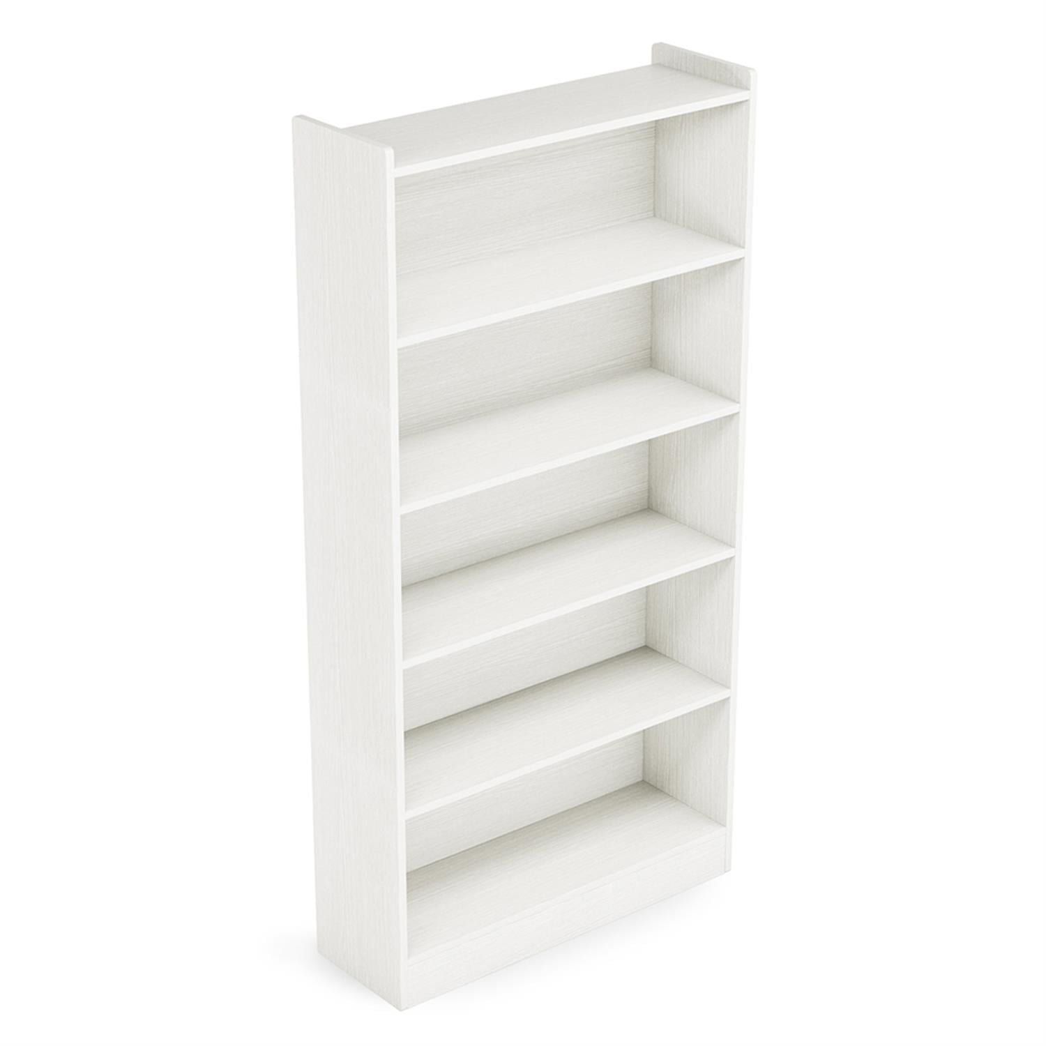 Demi Bonn Wood Bookcase, 72" Tall Bookshelf with Open Storage Shelves, 5-Tier Bookshelf for Bedroom, Living Room, White