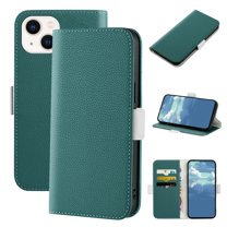 Dteck Wallet Phone Case for Apple iPhone 14 (6.1 inch),Magnetic Folio Flip Holder Card Slots Candy Color Lychee Texture PU Leather Full Protection Protective Cover,Green