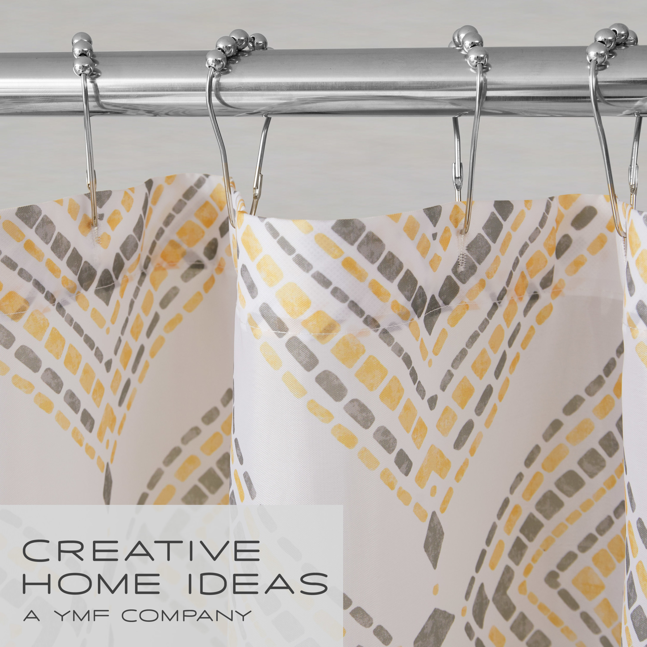 CHI Jericho Shower Curtain with Hooks and Rugs Modern Washable 72" W x 72" L 15-Piece Set