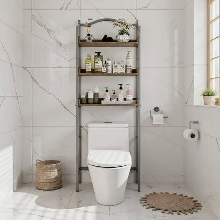 Resenkos 3-Tier Over-The-Toilet Bathroom Spacesaver Storage Rack-Silver, Bathroom Cabinet Organizer