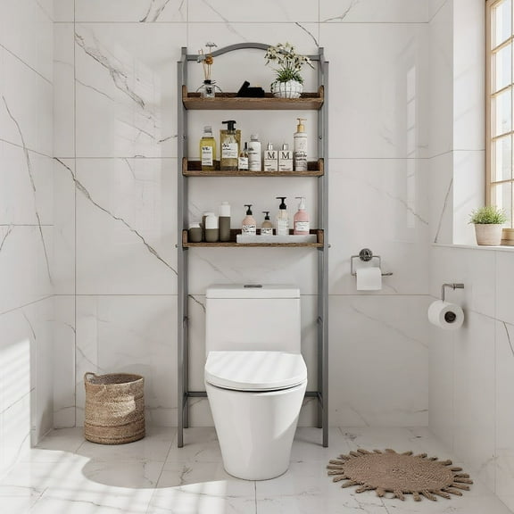 Resenkos 3-Tier Over-The-Toilet Bathroom Spacesaver Storage Rack-Silver, Bathroom Cabinet Organizer