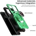 thumbnail image 2 of For TCL 40 T T608DL Robotic Ring Kickstand Phone Case + Tempered Glass - Green, 2 of 6