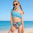 thumbnail image 2 of YDFCWXW Kids Girls 2 Pieces Bathing Suit Sleeveless Swim Top with Bottoms Set for Beach Swimming (Sky Blue, 8-9 Years), 2 of 7